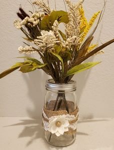 Hand Crafted Flower Vase Mason Jar